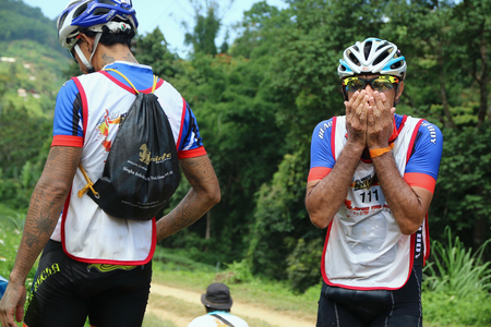 Chiang Rai, Thailand - October 23, 2015: Sunvo Untimate Adventure Challenge 2015. A wilderness adventure racing through trail running, mountain biking, swimming, kayaking and more in the lush jungles.のeditorial素材