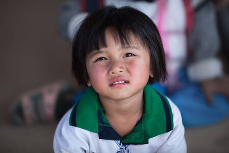 Chiang Mai, Thailand - January 21, 2016: Children Karen in Omkoi, Omkoi is the southwesternmost district of Chiang Mai Province in northern Thailand.のeditorial素材