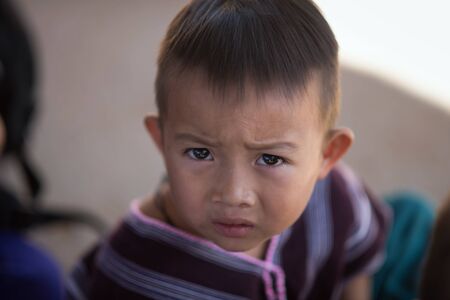 Chiang Mai, Thailand - January 21, 2016: Children Karen in Omkoi, Omkoi is the southwesternmost district of Chiang Mai Province in northern Thailand.のeditorial素材