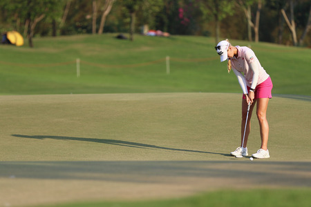 PATTAYA, THAILAND - February 27, 2016: Jessica Korda of US plays the shot of the 2016 LPGA Thailand at Siam Country Club in Chonburi.のeditorial素材