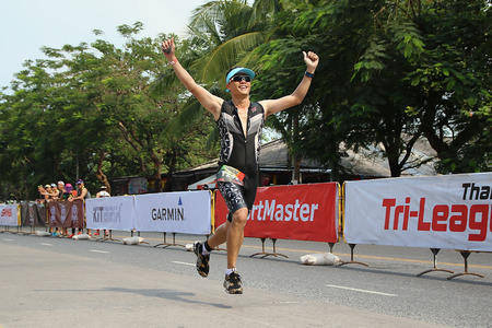 Chonburi, Thailand - February 21, 2016: Bangsaen Triathon Tour Series 2016 event at Bang Saen beach in Chonburi.のeditorial素材