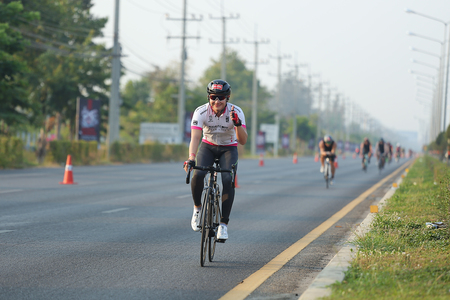 Phetchaburi, Thailand - March 19, 2016: The Amarin Outdoor Unlimited International Triathlon 2016 event at Naresuan Camp, Cha-am beach in Phetchaburi.のeditorial素材
