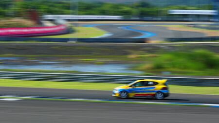 Car running on road, blurred motionのeditorial素材