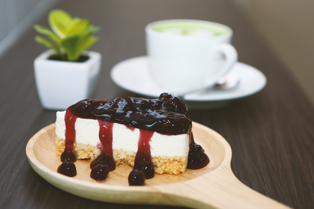 Raspberry cake and green tea matcha ice.の写真素材