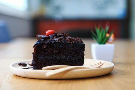 Dark chocolate cake, vintage tone