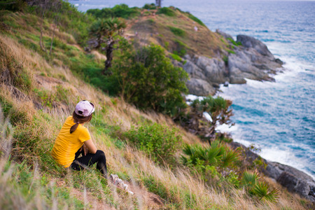 Sunset view point, Promthep Cape Phuket,Thailandの写真素材