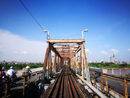 Long Bien Bridge in Hanoi City was built more than 100 years ago