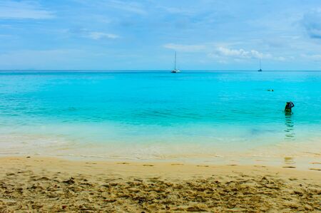 perfect sky and water with reef of ocean Thailandの写真素材