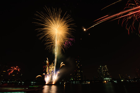 Fireworks at Bangkok. It happy new year, Thailand
