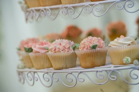 rose Cupcakes on the shelf. Wedding dayの写真素材