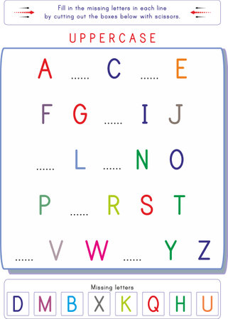 Alphabet Puzzle Game for Preschool Children. Vector Illustration.のイラスト素材