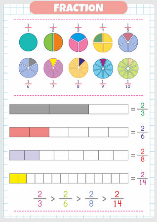Vector Illustration of Education Math Game for Preschool Children with Pie Chartのイラスト素材