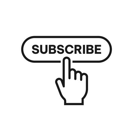 Hand pressing subscribe button. Hand click subscribe button. subscribe vector illustration