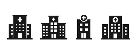 Hospital building icon vector logo. Medical building icon. Hospital icon design collection.のイラスト素材
