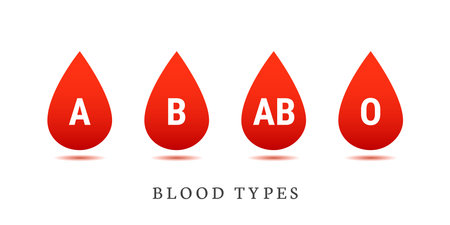 Blood drops icons with different blood types vector illustrationのイラスト素材