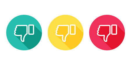 Thumbs down vector icon in green, yellow, and red color. Unlike symbol.のイラスト素材