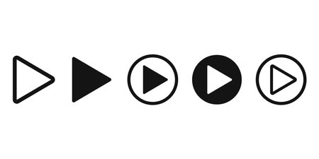 Play icon set. Player vector Illustration symbol. Black music button.のイラスト素材