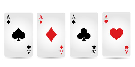 Playing poker cards. Aces of poker. Four aces on white background. Vector illustration.のイラスト素材