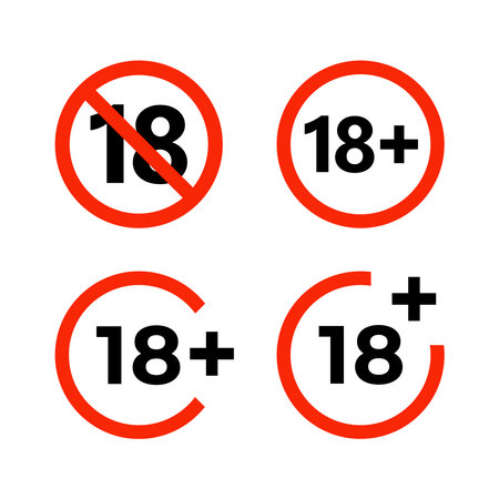Under 18 not allowed sign. 18+ age restriction sign.のイラスト素材