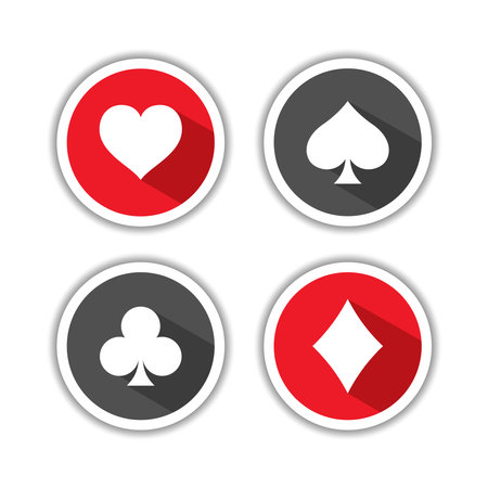 Playing cards vector icon. Suit deck sign on a white background. Poker playing cards suits symbolsのイラスト素材