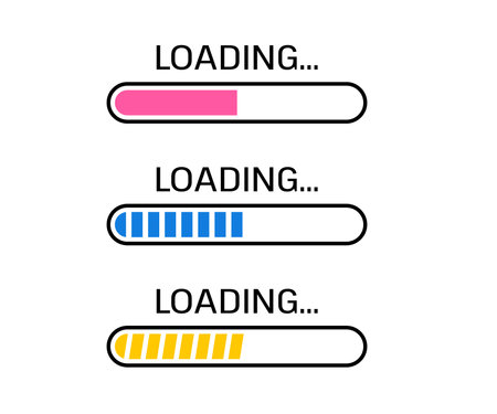 Loading bar progress icons. Load sign vector illustration. System software update and upgrade...