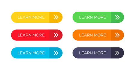 Learn More Buttons. Learn More button set vector