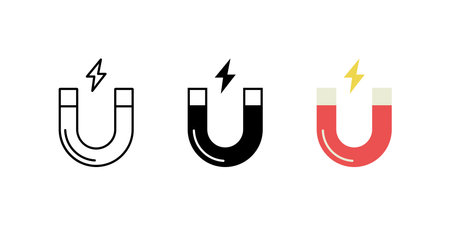 Magnet icon vector. Horseshoe magnet symbol. Electromagnetic sign. Magnet sign symbolのイラスト素材