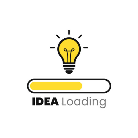 Idea loading concept with light bulb and loading bar. Loading ideas in flat style. Vector illustrationのイラスト素材