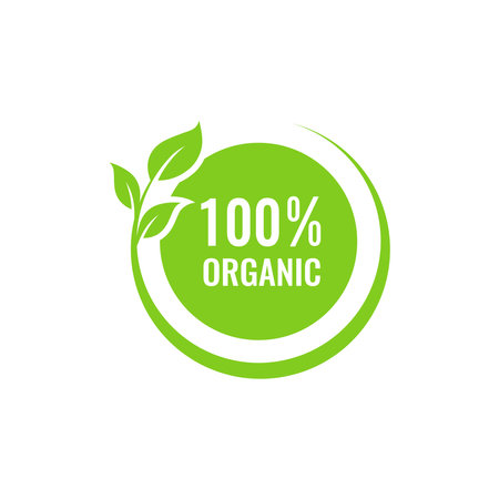 100% Organic icon. Organic product label sign symbol. Organic logo designのイラスト素材