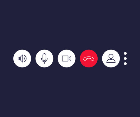 Video call icons for interface. Video call icons set. Vector illustrationのイラスト素材