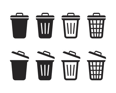 Bin icon symbol. Trash icon set. Delete icon vector. Recycle bin icon. Rubbish bin. Trash bin icon vector.のイラスト素材