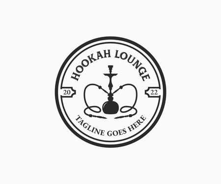 Hookah logo design. Smoking hookah label for lounge, cafe, emblem. Arabian hookah bar or shop logo designのイラスト素材