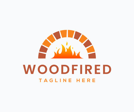 Firewood Brick Oven Logo. Wood Fired Logo Designのイラスト素材