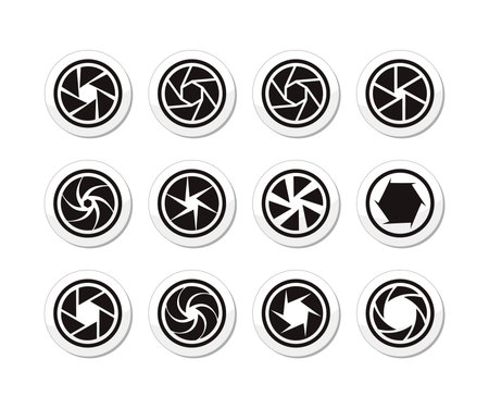 Camera Shutter Focus Icons Set. Camera Shutter Aperture Icons Set.のイラスト素材