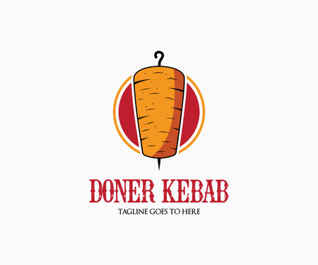 Doner kebab Logo Design Vector Template. Kebab Logo Design.のイラスト素材