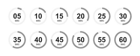 Second timer, clock, stopwatch, and countdown timer icon set. Vector illustrationのイラスト素材