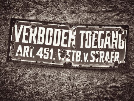 Dutch warning for forbidden accessの写真素材