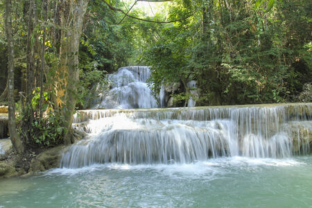 Huay Mae Khamin Waterfall First Level and paradise Waterfall located in deep forest of Thailandの写真素材