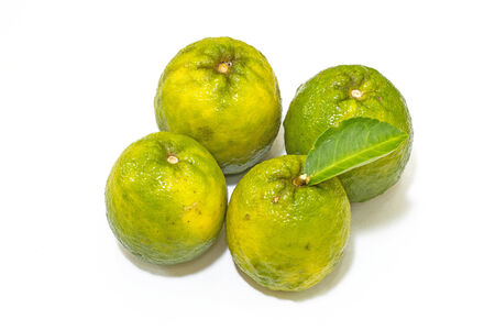 Citrus sinensis orange on basketの写真素材