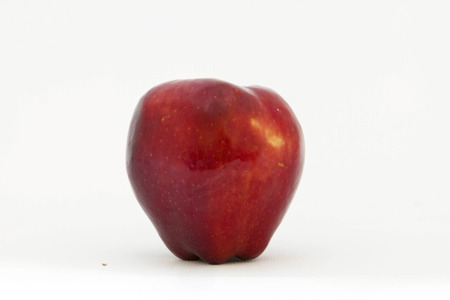 closeup apple fruit with water drop on white background