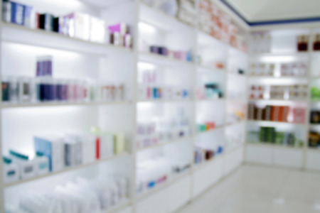 blurry medicine cabinet and store medicine and pharmacy drugstore for backgroundの写真素材