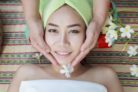 portrait of beautiful woman asia in spa environment and Beautiful woman with facial mask at beauty salonの写真素材