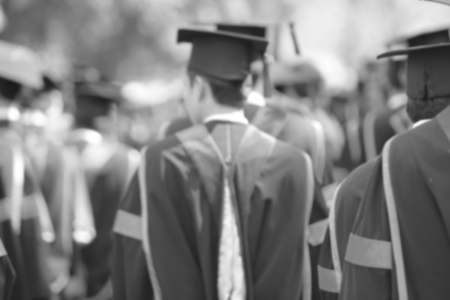 blurry of Graduates are walking the line to get a diploma and selective focus.の写真素材