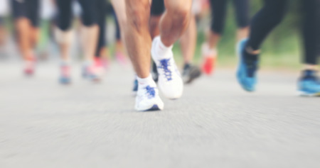 Motion blur of Marathon runningの写真素材