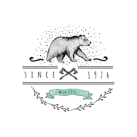 Vintage label bearのイラスト素材