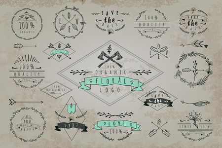 Set of vintage frames and labelsのイラスト素材