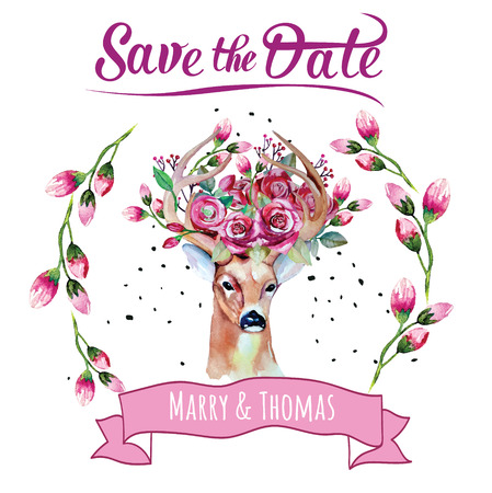 Deer watercolorのイラスト素材