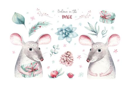 watercolor christmas clipart. It's perfect for cards, posters, stickers, cover.の写真素材