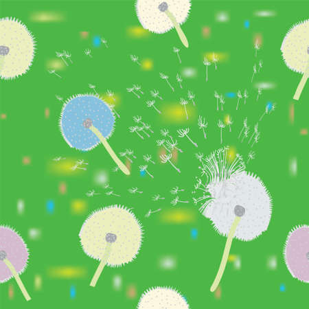 Seamless composition with colorful abstract dandelionsのイラスト素材