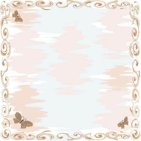 Abstract background with ornamental border and butterflyのイラスト素材